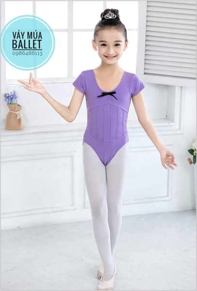 Set áo váy múa tím phối trắng