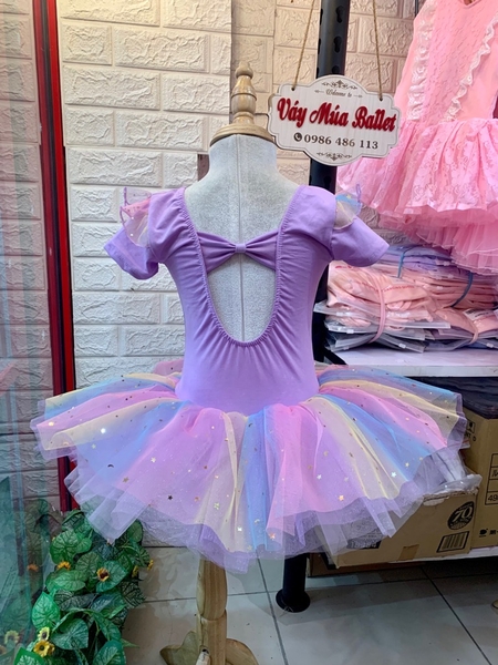 Váy múa tiên ngắn sao cầu vồng tím