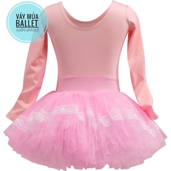 Váy múa viền ren dài tay