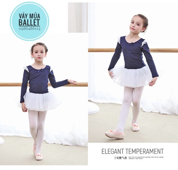 Váy múa tiên dài tay màu hồng, xanh coban, vàng, hồng đậm