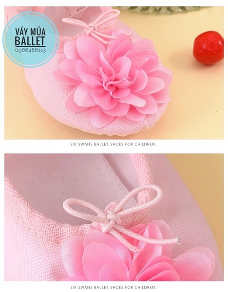 Giày vải múa hoa to (hồng, kem)
