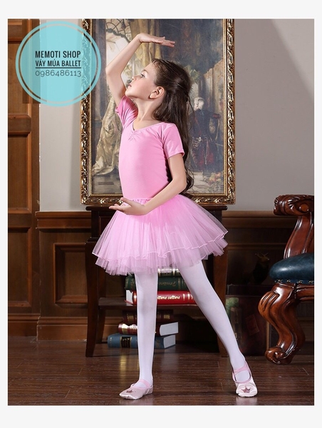 Váy múa ballet ngắn tay (hồng, tím, trắng, đậm)