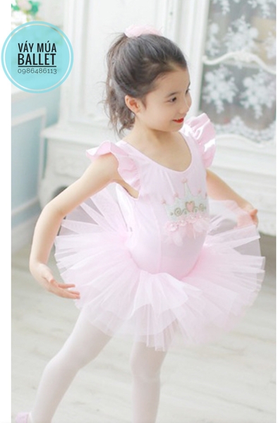 Váy múa vương miện hồng phấn