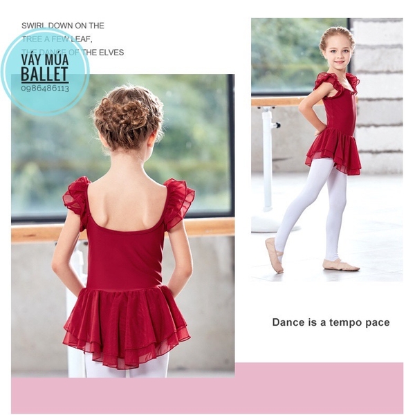 Váy tập múa tiên voan 2 tầng (hồng, xanh, tím, đen)