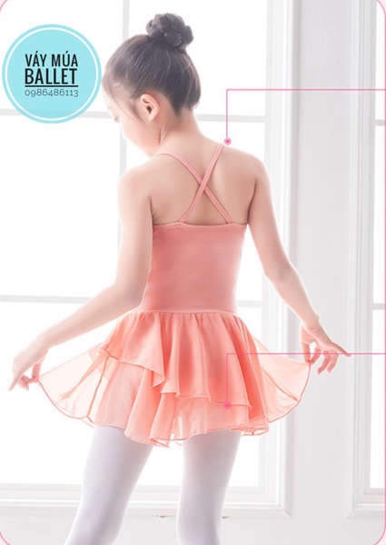 Váy tập múa 2 dây voan chéo (nhiều màu)
