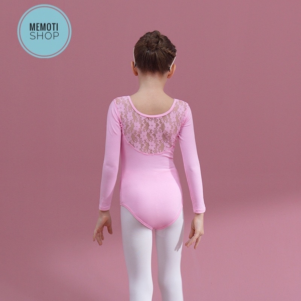 Set áo váy múa phối ren tutu dài tay trắng