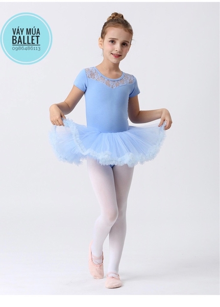 Váy múa ren tutu ngắn tay (hồng, xanh, đen)