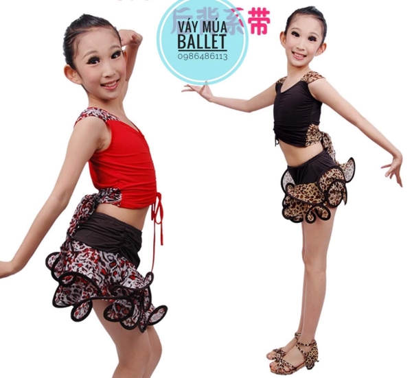 Bộ khiêu vũ dancesport da báo đỏ