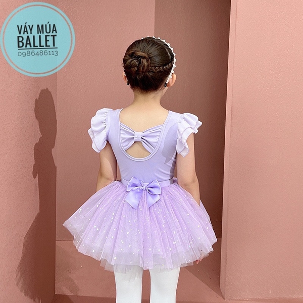 Set áo váy múa tiên nơ sao (tím, hồng, trắng)