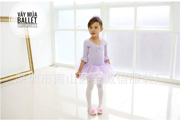 Váy múa tay loe lỡ tím