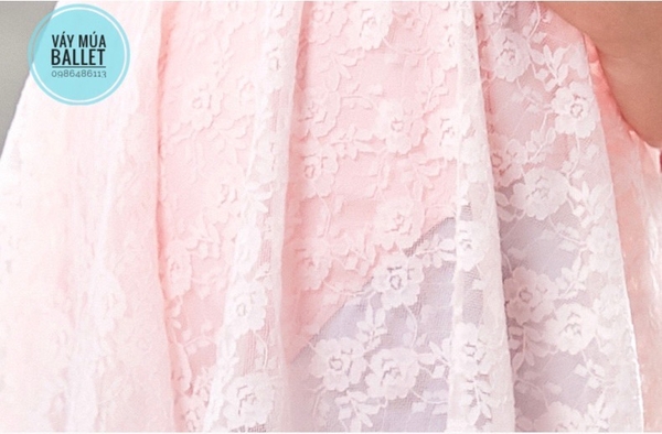 Váy tập múa 2 dây phối ren chéo (hồng, đen)