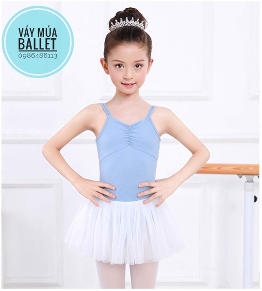 Váy múa 2 dây nơ lưng voan mềm