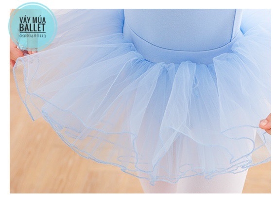 Set áo váy múa V lưng tay ngắn (tím, hồng, xanh)