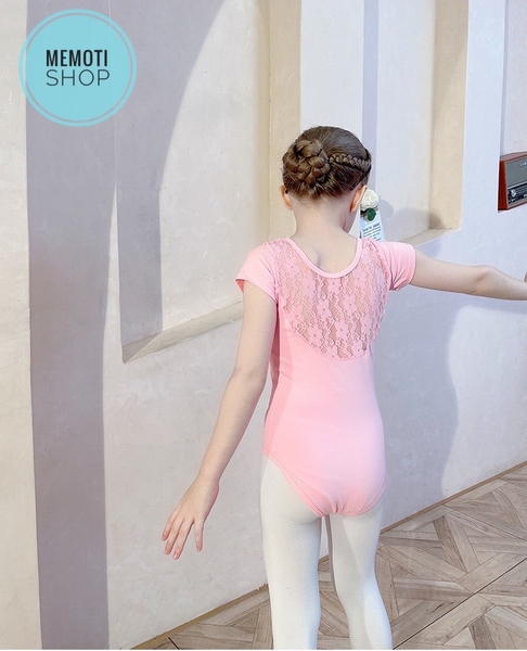 Set áo váy múa phối ren tutu dài tay (tím, hồng)