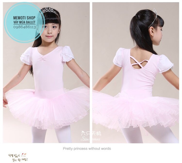Váy múa tay búp Barbie (hồng, trắng)