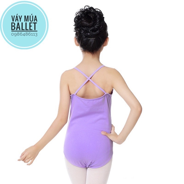 Áo tập múa 2 dây chéo (tím, xanh, hồng, đen)