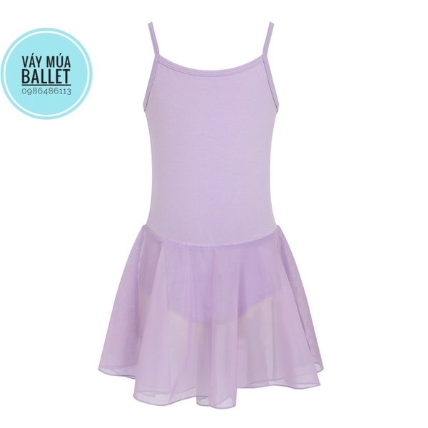 Váy tập múa 2 dây đan lưng (hồng, tím, xanh, đen)