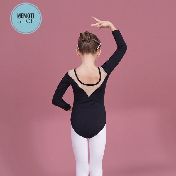 Set áo váy múa V lưng dài tay trắng