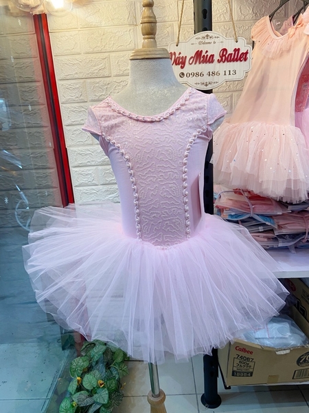 Váy múa ren ngực nơ lưng tay hến