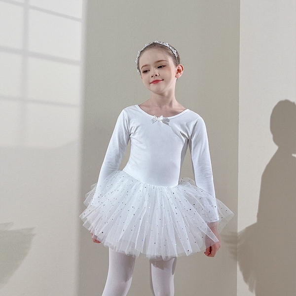 Váy múa đan lưng sao dài tay (hồng, xanh, vàng, tím, cam)