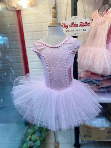 Váy múa ren ngực nơ lưng tay hến