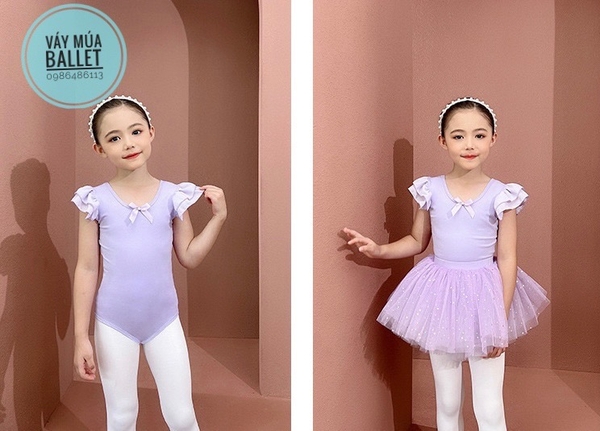 Set áo váy múa tiên nơ sao (tím, hồng, trắng)