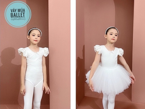 Set áo váy múa tiên nơ sao (tím, hồng, trắng)