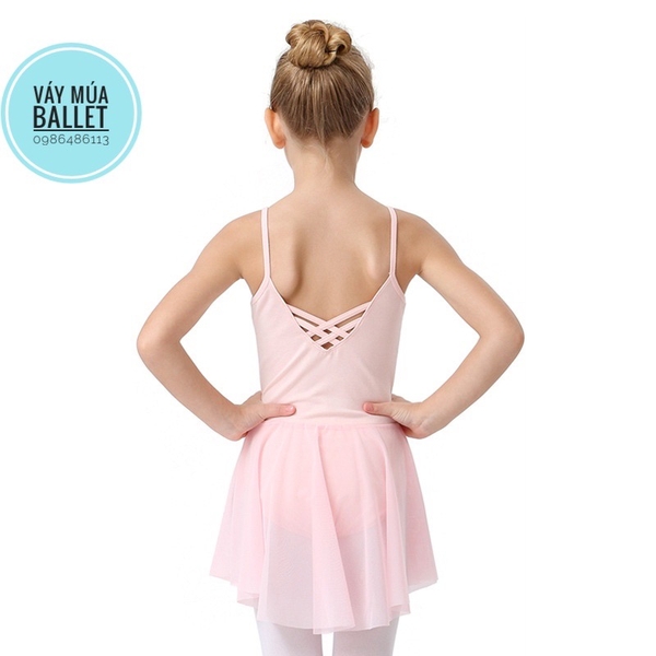 Váy tập múa 2 dây đan lưng (hồng, tím, xanh, đen)
