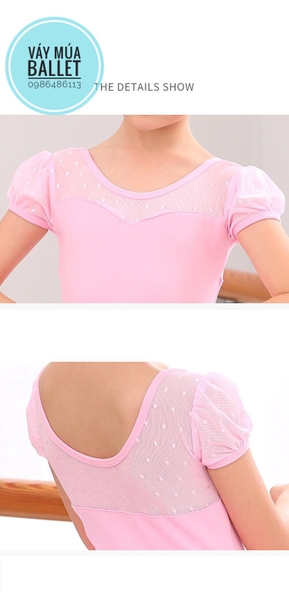 Váy múa phối von tay bồng (xanh, hồng, nude)