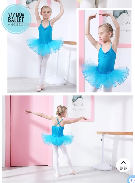 Set áo váy múa thun dây chéo (hồng, xanh, trắng, vàng)
