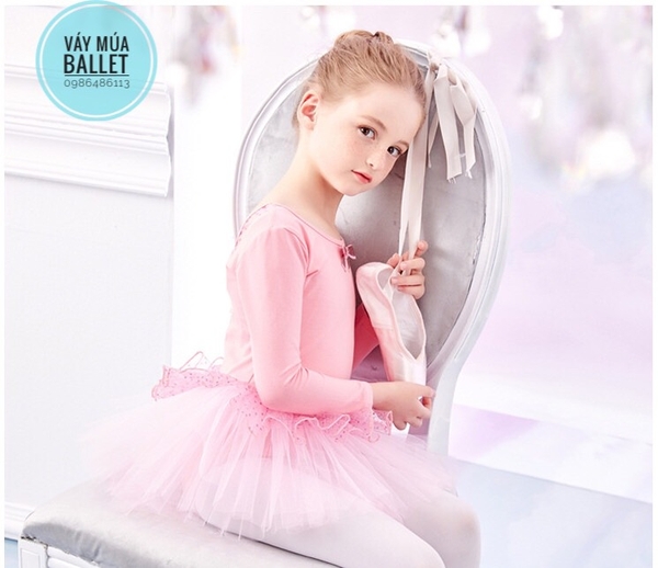 Váy múa nơ bèo lấp lánh dài (nhiều màu)