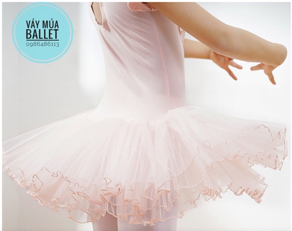 Váy múa hoa cổ ren ngọc (hồng, trắng)