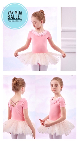 Váy múa hoa cổ sao ngắn (nude, hồng, xanh, tím)