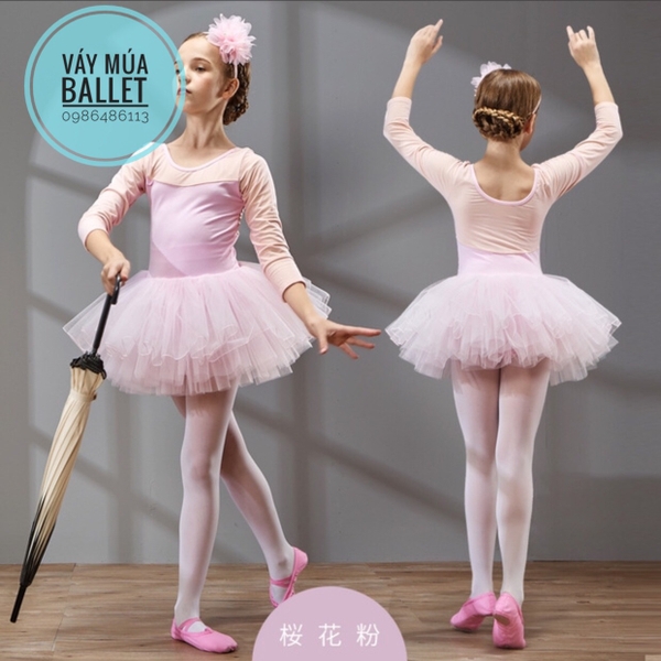 Váy múa phối voan dài tay