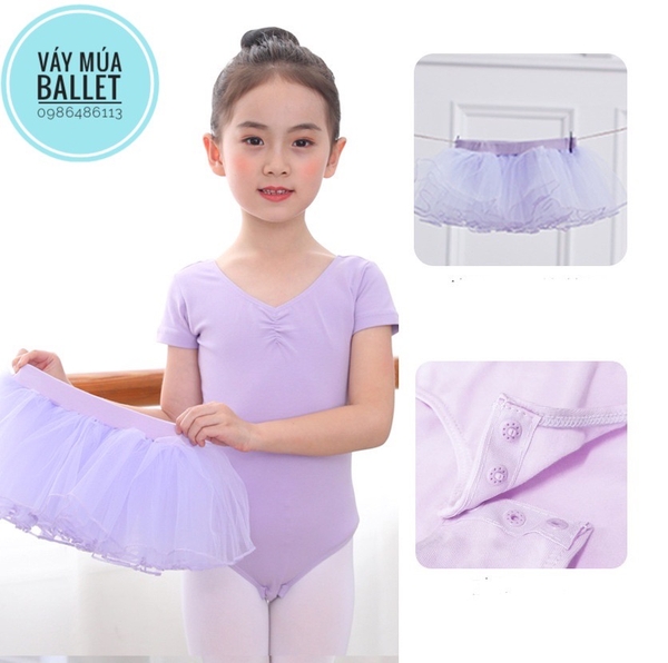 Set áo váy múa basic tay ngắn (hồng, tím, xanh)