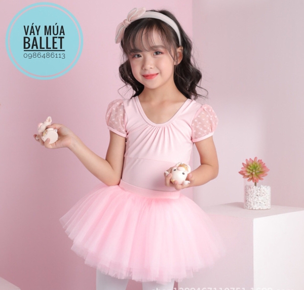 Set áo váy múa phối ren tay lưng