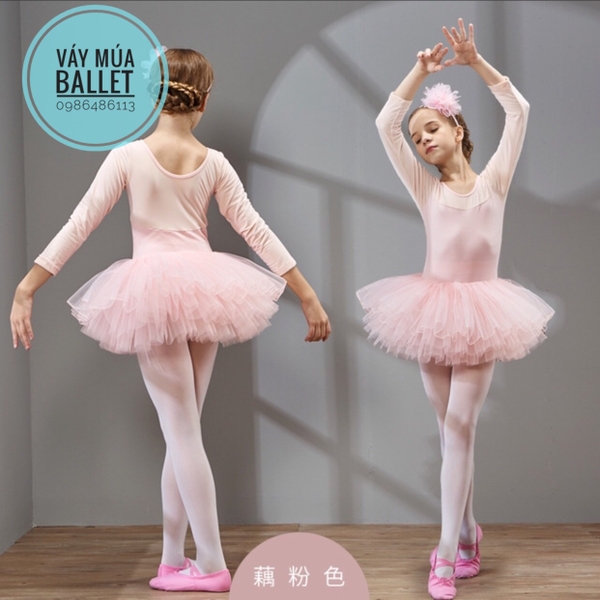 Váy múa phối voan dài tay