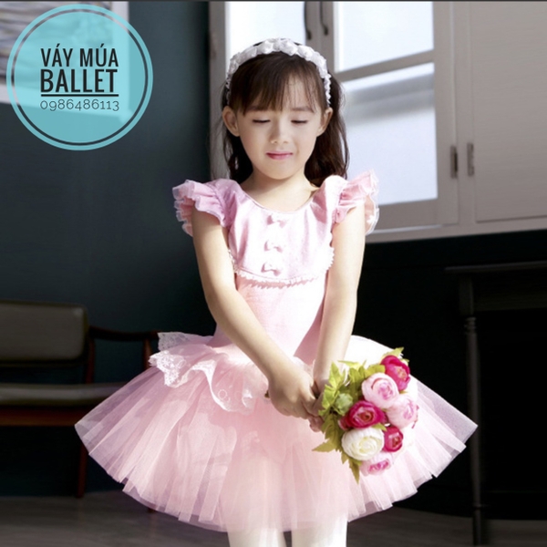 Váy múa cầu ngực ren 3 nơ