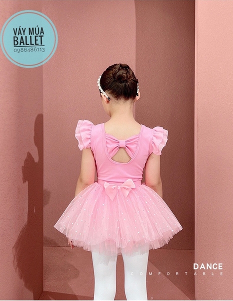 Set áo váy múa tiên nơ sao (tím, hồng, trắng)