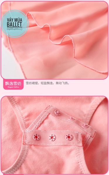 Váy tập múa 2 dây voan chéo (nhiều màu)