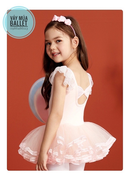 Váy múa tiên nơ viền new (tím, xanh, hồng)