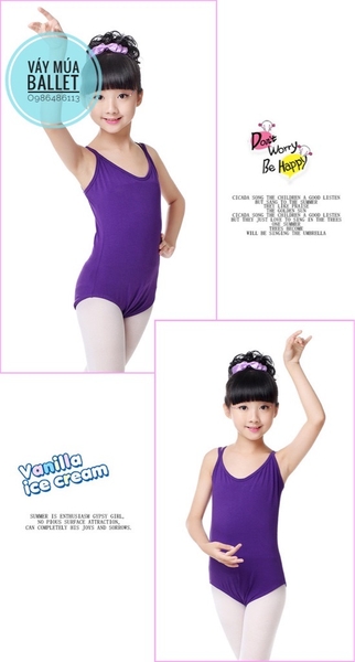 Áo tập múa 2 dây chéo (tím, xanh, hồng, đen)