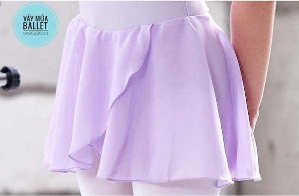 Váy tập múa tay búp voan chéo tím