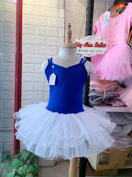 Váy múa dây đan xanh coban