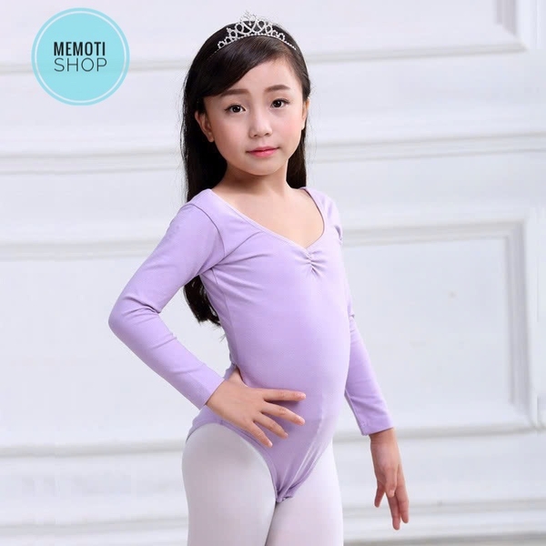 Áo tập múa basic dài tay (tím, hồng)