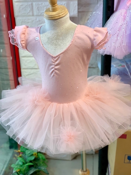 Váy múa cotton đá tiên voan hoa bồng