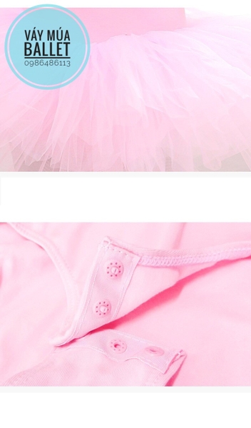 Váy múa phối von tay bồng (xanh, hồng, nude)