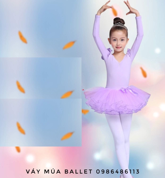 Set áo váy múa nơ dài tay