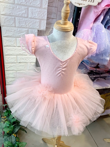 Váy múa cotton đá tiên voan hoa bồng