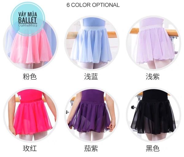 Chân váy múa cạp chun voan mềm(nhiều màu)